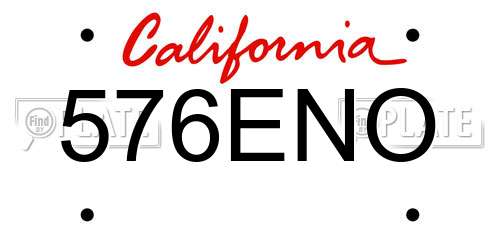 576ENO California License Plate