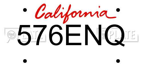 576ENQ California License Plate