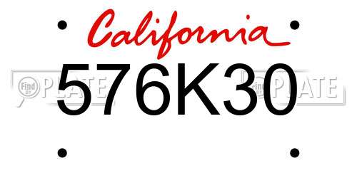 576K30 California License Plate