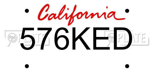 576KED California License Plate