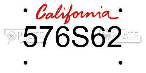 576S62 California License Plate