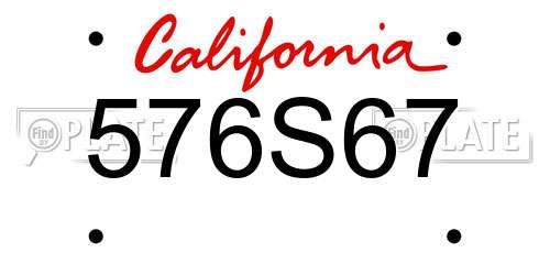 576S67 California License Plate