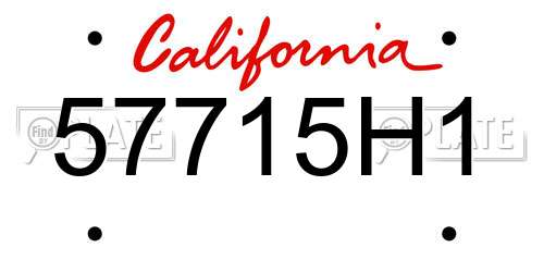 57715H1 California License Plate