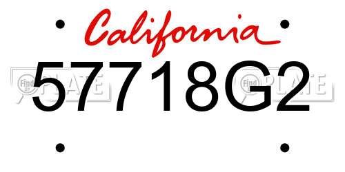 57718G2 California License Plate