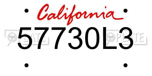 57730L3 California License Plate