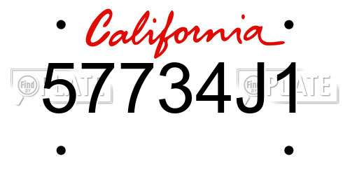 57734J1 California License Plate