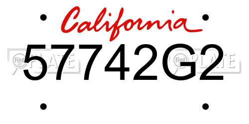 57742G2 California License Plate