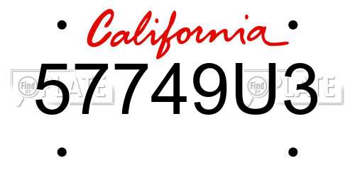 57749U3 California License Plate