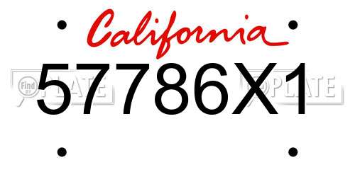 57786X1 California License Plate