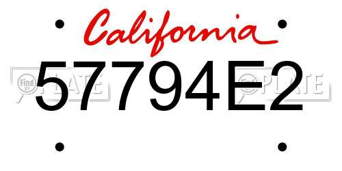 57794E2 California License Plate