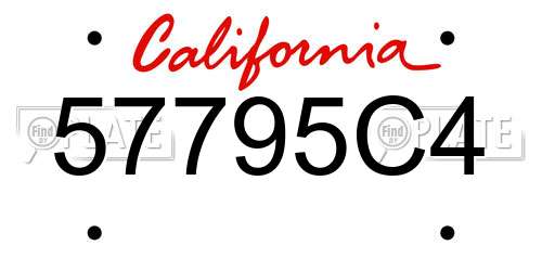57795C4 California License Plate