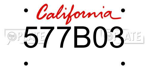 577B03 California License Plate