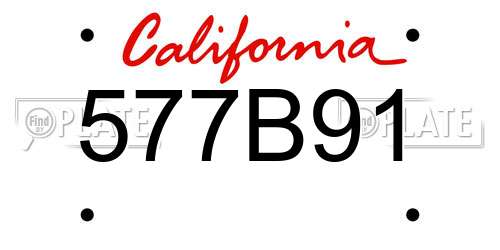 577B91 California License Plate