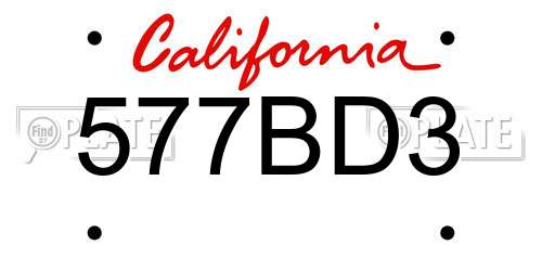 577BD3 California License Plate