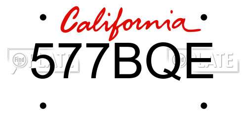 577BQE California License Plate