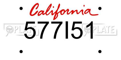577I51 California License Plate