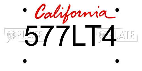 577LT4 California License Plate