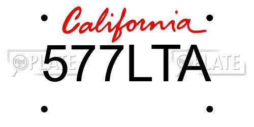 577LTA California License Plate