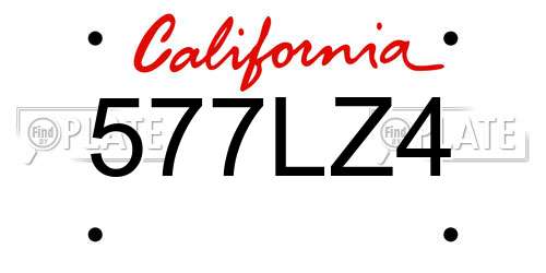 577LZ4 California License Plate