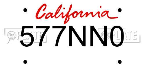 577NN0 California License Plate