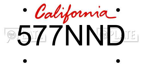 577NND California License Plate
