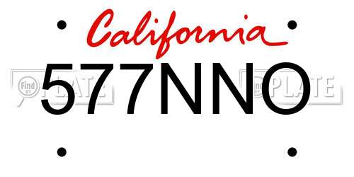 577NNO California License Plate