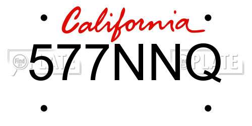 577NNQ California License Plate