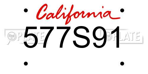 577S91 California License Plate