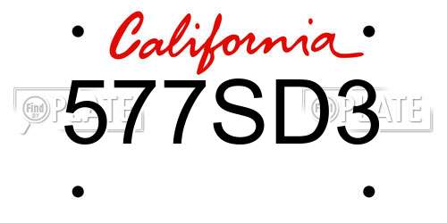 577SD3 California License Plate
