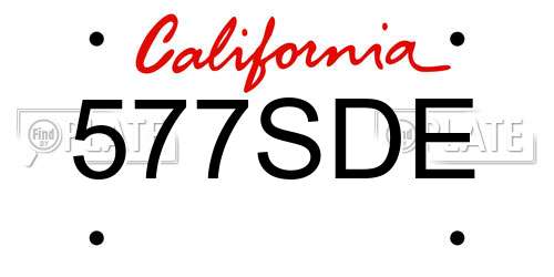 577SDE California License Plate