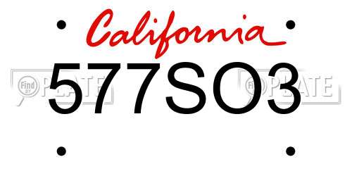 577SO3 California License Plate
