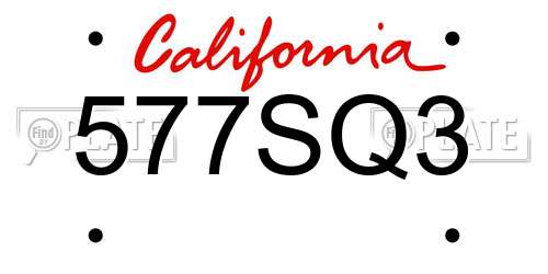 577SQ3 California License Plate