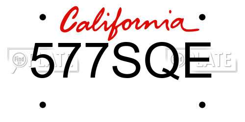 577SQE California License Plate