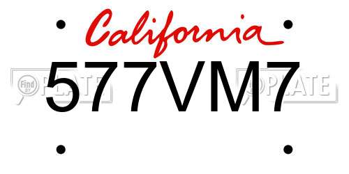 577VM7 California License Plate