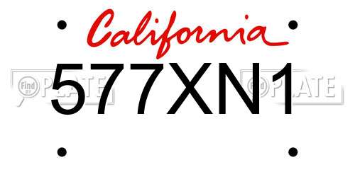 577XN1 California License Plate