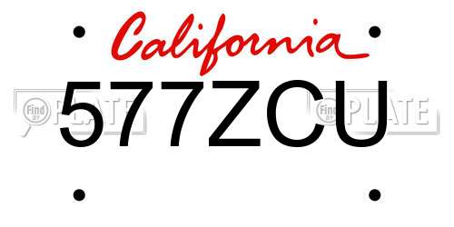 577ZCU California License Plate