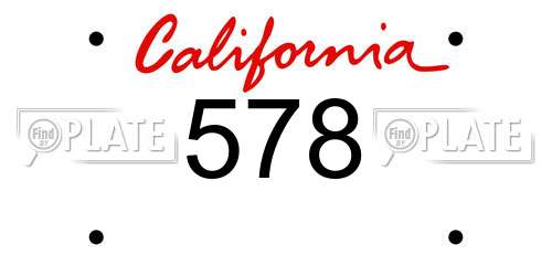 578 California License Plate