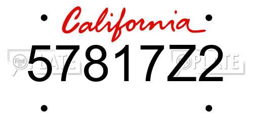 57817Z2 California License Plate