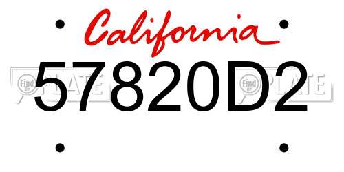 57820D2 California License Plate