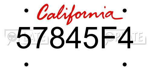 57845F4 California License Plate