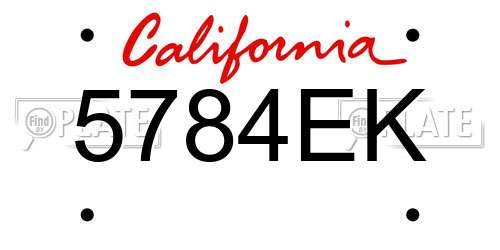 5784EK California License Plate