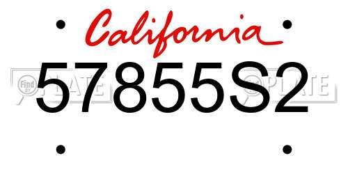 57855S2 California License Plate