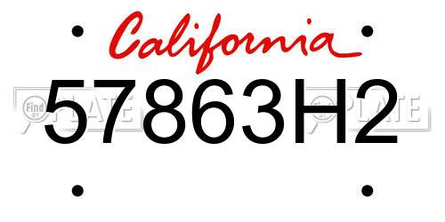 57863H2 California License Plate
