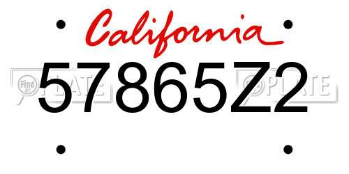 57865Z2 California License Plate