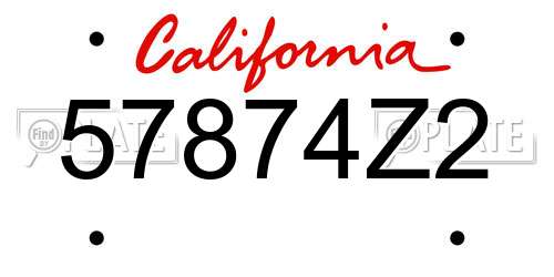 57874Z2 California License Plate