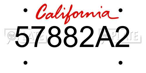 57882A2 California License Plate