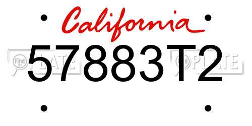 57883T2 California License Plate