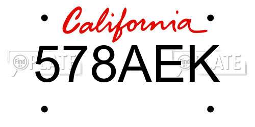 578AEK California License Plate