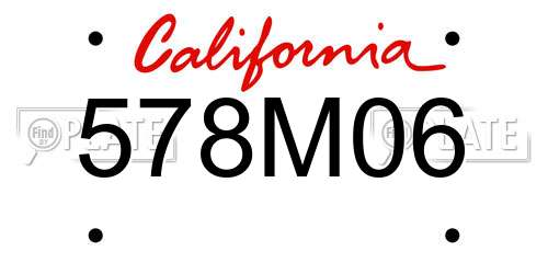 578M06 California License Plate