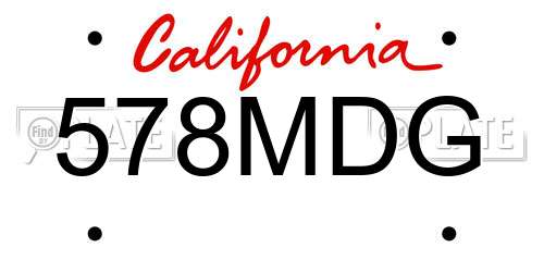 578MDG California License Plate